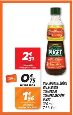 VINAIGRETTE LÉGÈRE BALSAMIQUE TOMATES ET TOMATES SÉCHÉES PUGET