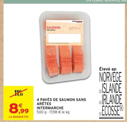 4 pavés de saumon sans arêtes