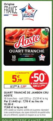QUART TRANCHÉ DE JAMBON CRU AOSTE