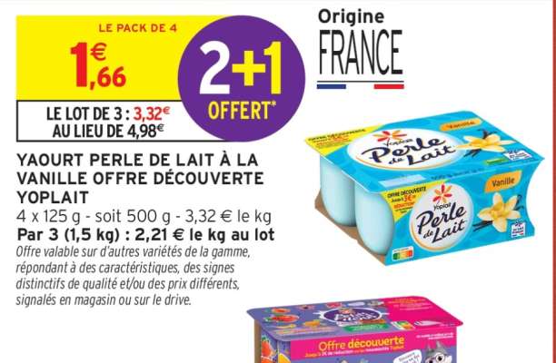 YAOURT PERLE DE LAIT À LA VANILLE OFFRE DÉCOUVERTE YOPLAIT