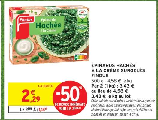 Épinards Hachés À La Crème Surgelés Findus