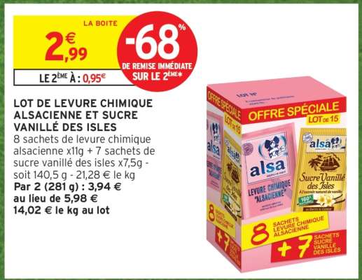 LOT DE LEVURE CHIMIQUE ALSACIENNE ET SUCRE VANILLÉ DES ISLES