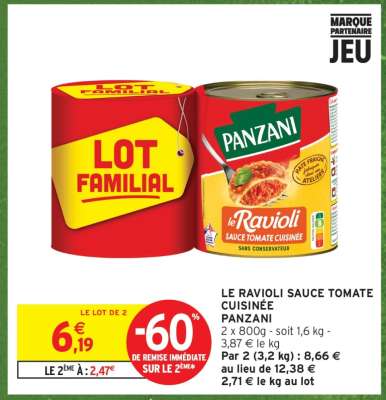 LE RAVIOLI SAUCE TOMATE CUISINÉE “PANZANI”