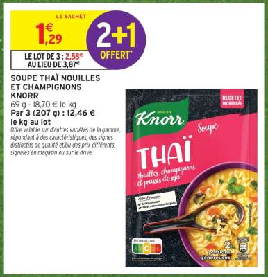 SOUPE THAÏ NOUILLES ET CHAMPIGNONS KNORR