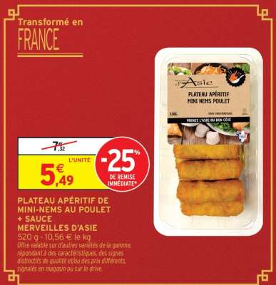 PLATEAU APÉRITIF DE MINI-NEMS AU POULET + SAUCE MERVEILLES D'ASIE