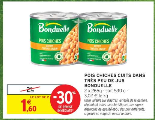 Pois Chiches Cuits Dans Très Peu De Jus Bonduelle