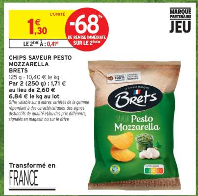 CHIPS SAVEUR PESTO MOZZARELLA BRETS