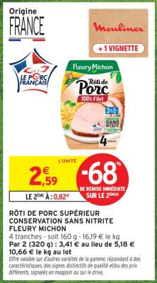 RÔTI DE PORC SUPÉRIEUR CONSERVATION SANS NITRITE FLEURY MICHON