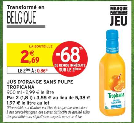 Jus D'orange Sans Pulpe Tropicana