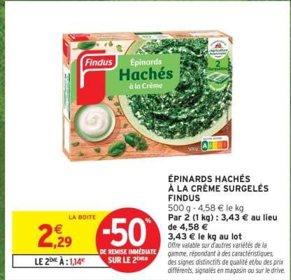 Épinards Hachés À La Crème Surgelés Findus