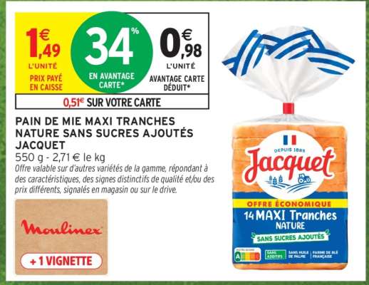 Pain de Mie Maxi Tranches Nature Sans Sucres Ajoutés Jacquet