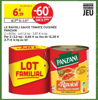 LE RAVIOLI SAUCE TOMATE CUISINÉE “PANZANI”