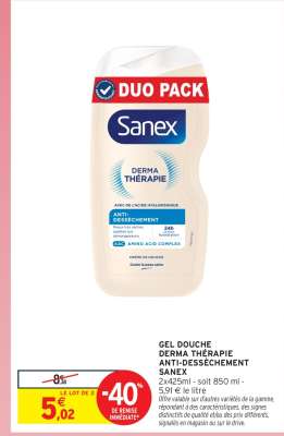 Gel Douche Derma Thérapie Anti Dessèchement Sanex