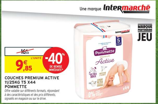 COUCHES PREMIUM ACTIVE 11/25KG T5 X44 POMMETTE