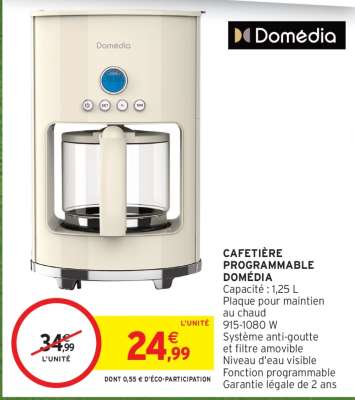 CAFETIÈRE PROGRAMMABLE DOMÉDIA