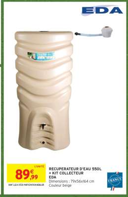RECUPERATEUR D'EAU 550L + KIT COLLECTEUR