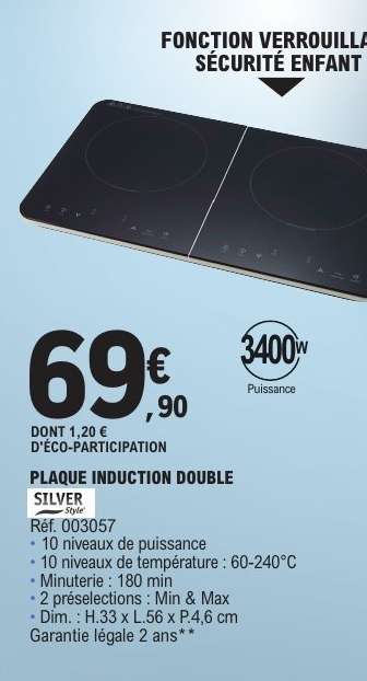 PLAQUE INDUCTION DOUBLE SILVER