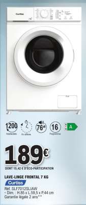 Lave-linge frontal 7 kg