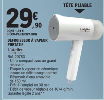 DÉFROISSEUR À VAPEUR PORTATIF