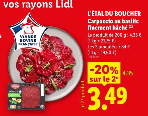 L'ÉTAL DU BOUCHER Carpaccio au basilic finement haché