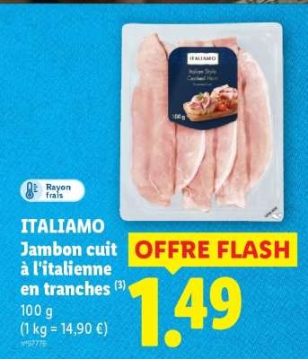ITALIAMO Jambon cuit à l'italienne en tranches