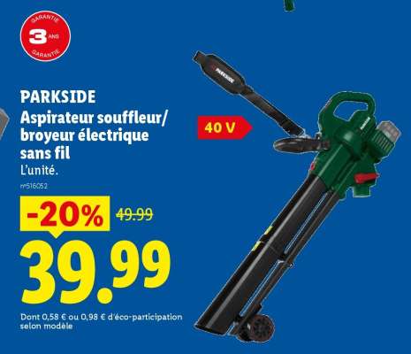 PARKSIDE Aspirateur souffleur/broyeur électrique sans fil