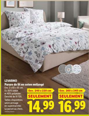 LIVARNO Parure de lit en coton mélangé