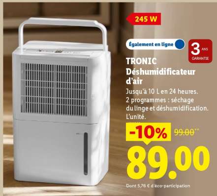 TRONIC Déshumidificateur d'air