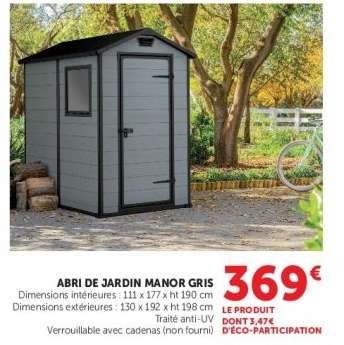 ABRI DE JARDIN MANOR GRIS