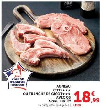 Agneau Côte ou Tranche de Gigot avec Os à Griller