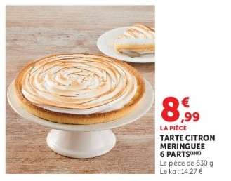 Tarte citron meringuée 6 parts