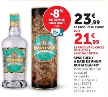SPIRITUEUX A BASE DE RHUM BOTAFOGO 40°