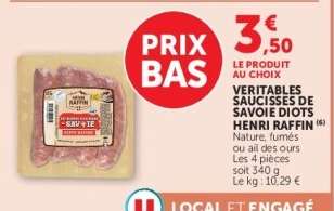 Véritables Saucisses de Savoie Diots Henri Raffin