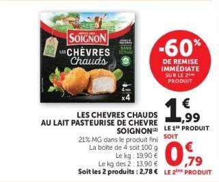 Les Chèvres Chauds au Lait Pasteurisé de Chèvre Soignon