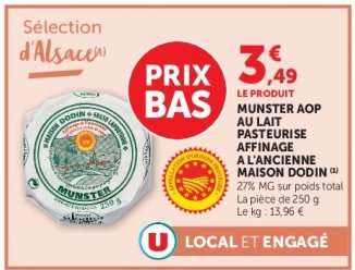 MUNSTER AOP AU LAIT PASTEURISÉ AFFINAGE À L'ANCIENNE MAISON DODIN