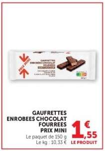 GAUFRETTES ENROBEES CHOCOLAT FOURREES