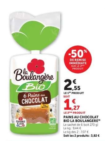 PAINS AU CHOCOLAT BIO LA BOULANGÈRE