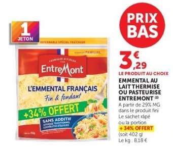 Emmental au lait thermisé ou pasteurisé Entremont