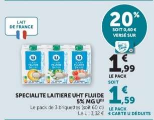 SPECIALITE LAITIERE UHT FLUIDE 5% MG