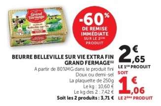 BEURRE BELLEVILLE SUR VIE EXTRA FIN GRAND FERMAGE