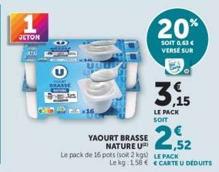 YAOURT BRASSÉ NATURE U