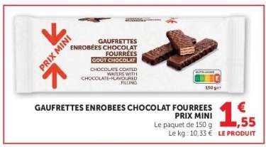 GAUFRETTES ENROBEES CHOCOLAT FOURREES