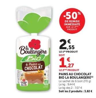 PAINS AU CHOCOLAT BIO LA BOULANGÈRE
