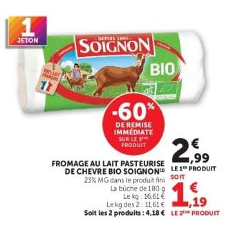 Fromage au lait pasteurisé de chèvre bio Soignon
