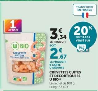 CREVETTES CUITES ET DECORTIQUEES U BIO