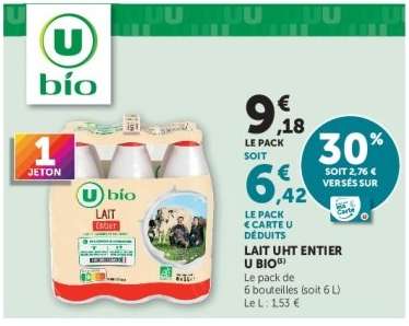 LAIT UHT ENTIER U BIO