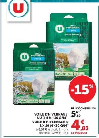 VOILE D'HIVERNAGE U 2 X 5 M - 30 G/M²