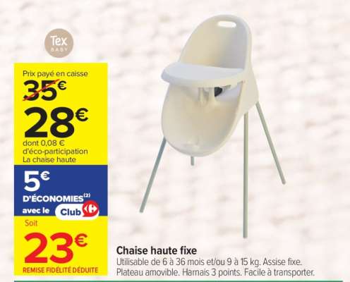 Chaise Haute Fixe