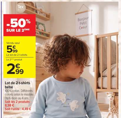 Lot de 2 T-shirts bébé