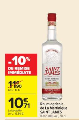 Rhum agricole de La Martinique SAINT JAMES